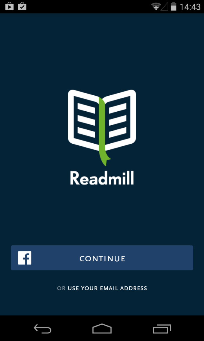Readmill for Android - Sign in