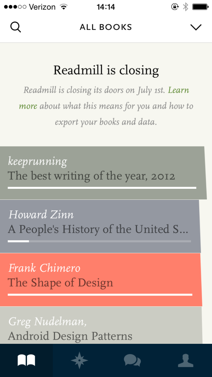 Readmill for iPhone - Library