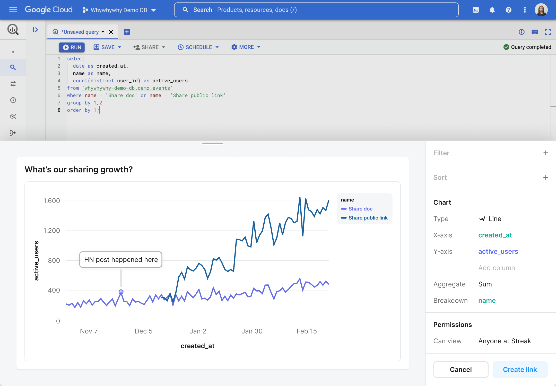 Whywhywhy browser extension in BigQuery console